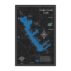 Cedar Creek Lake 32x48 Canvas Map Art (Black)