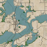 Lake Eufaula 28x40 Canvas Map Art (Sepia)