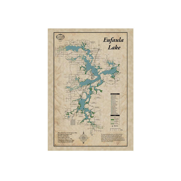 Lake Eufaula 21x30 Canvas Map Art (Sepia)