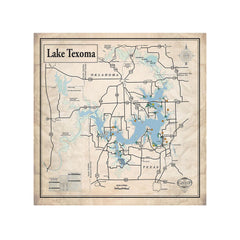 Lake Texoma 24x24 Canvas Map Art (Sepia)